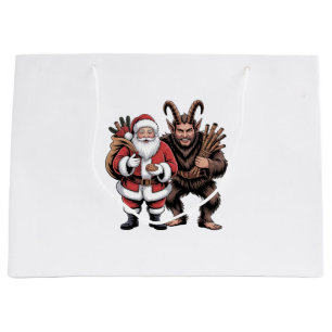 Creepy Funny Horror Santa Claus Krampus Christmas Large Gift Bag