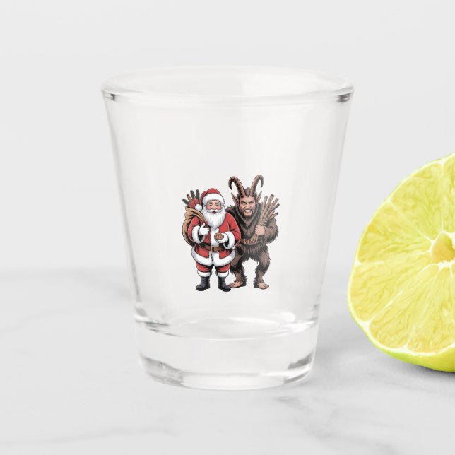 Creepy Funny Horror Santa Claus Krampus Christmas  Shot Glass (Front)