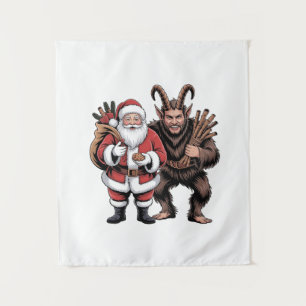 Creepy Funny Horror Santa Claus Krampus Christmas Tapestry