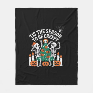 Creepy Funny Skeleton Halloween Spooky Fleece Blanket