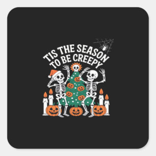 Creepy Funny Skeleton Halloween Spooky Square Sticker