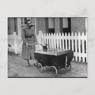 Creepy Gasmask Woman War Photography Postcard