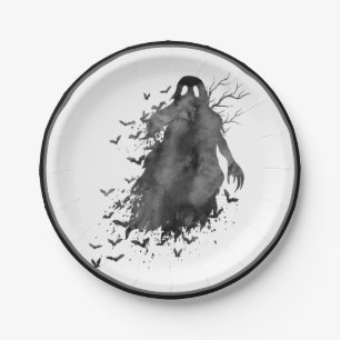 Creepy Ghost Halloween Paper Plate