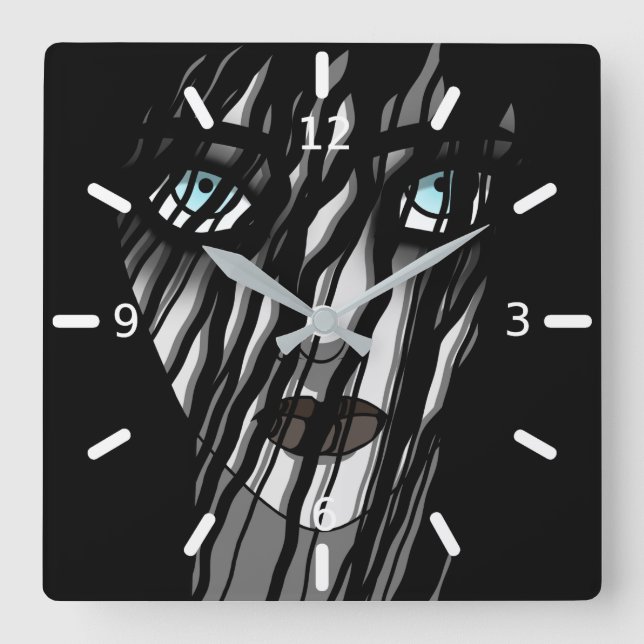 Creepy Ghost Lady Square Wall Clock (Front)