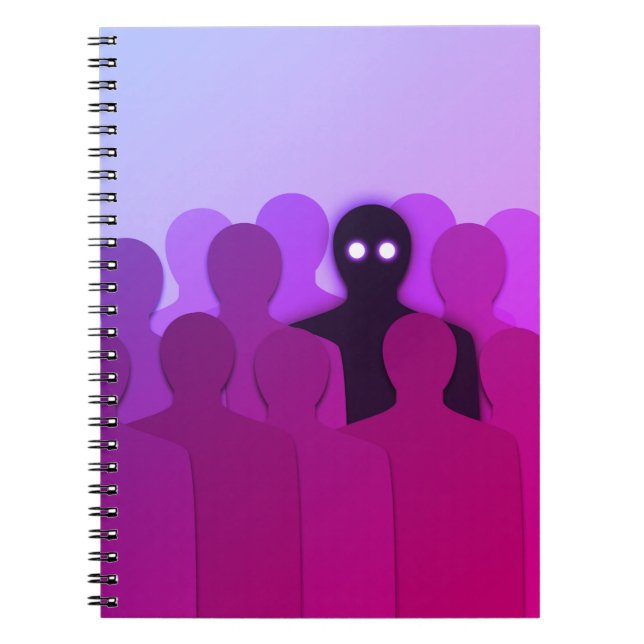 Creepy Ghost Spooky Art Psychedelic Purple Notebook (Front)