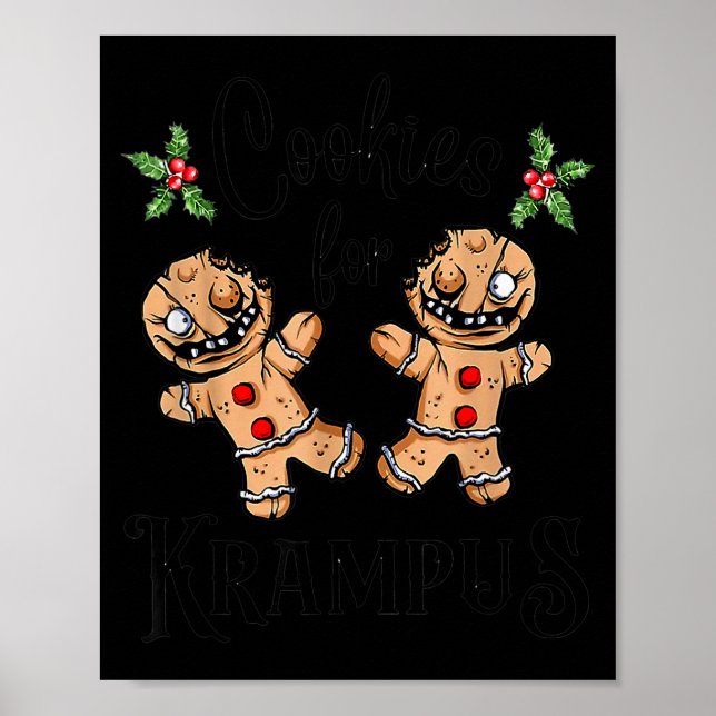 Creepy Gingerbread Cookies For Krampus Xmas Goth H Poster (Front)