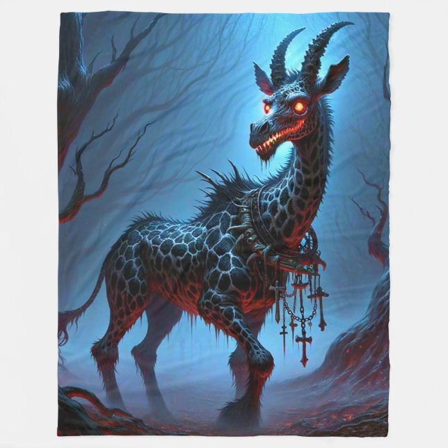Creepy Giraffe Fleece Blanket (Front)