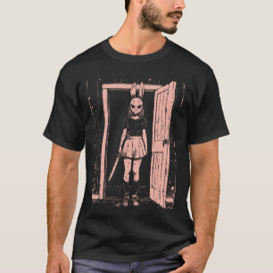 Creepy Girl Bunny Mask Slasher Pastel Goth Anime H T-Shirt