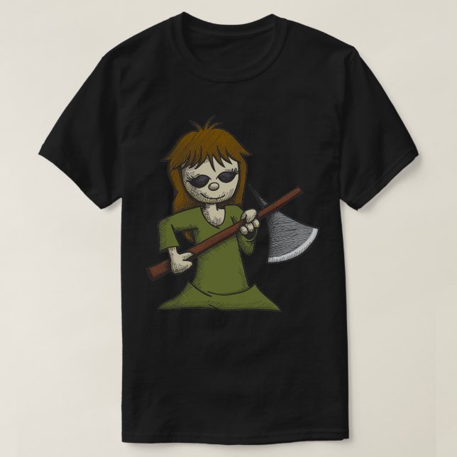 Creepy Girl with Axe Classic TShirt (Design Front)