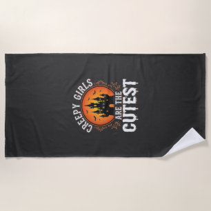 Creepy Girls Are The Cutest Gothic Halloween Desig Beach Towel
