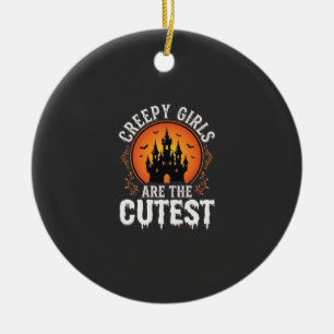 Creepy Girls Are The Cutest Gothic Halloween Desig Ceramic Tree Decoration