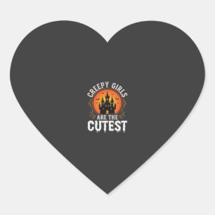 Creepy Girls Are The Cutest Gothic Halloween Desig Heart Sticker