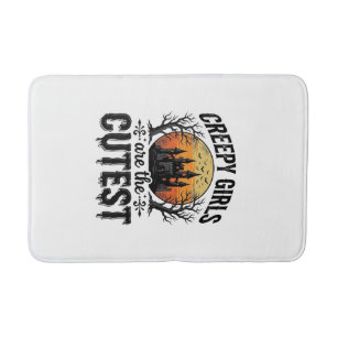 Creepy Girls Are The Cutest Halloween Vector Desig Bath Mat