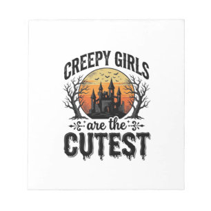 Creepy Girls Are The Cutest Halloween Vector Desig Notepad