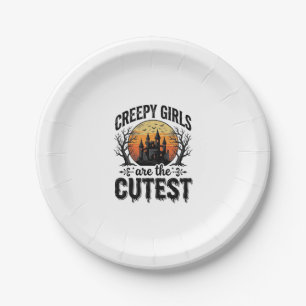 Creepy Girls Are The Cutest Halloween Vector Desig Paper Plate