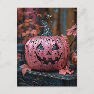 Creepy Glitter Pumpkins Halloween Greeting Card