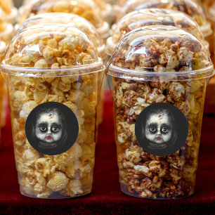 Creepy Goth Doll with Blood Spatters Halloween Classic Round Sticker