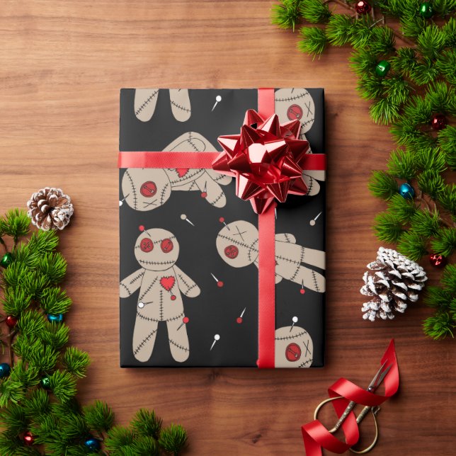Creepy Goth Voodoo Dolls Halloween Wrapping Paper (Holiday Gift)