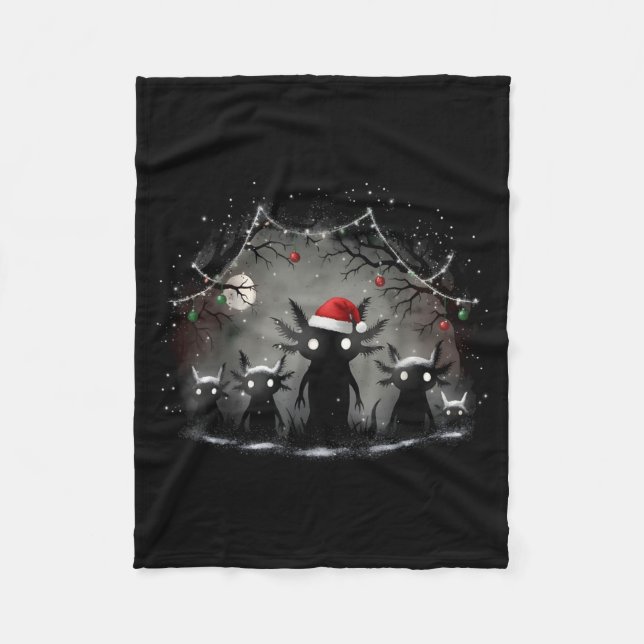 Creepy Gothic Christmas Axolotl Aesthetic Horror N Fleece Blanket (Front)
