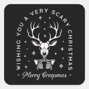 Creepy gothic Christmas reindeer skeleton Square Sticker