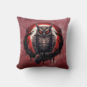 Creepy gothic owl cushion