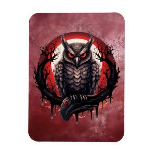 Creepy gothic owl magnet