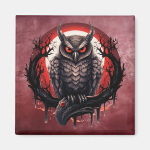 Creepy gothic owl magnet