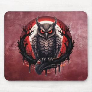 Creepy gothic owl mouse mat