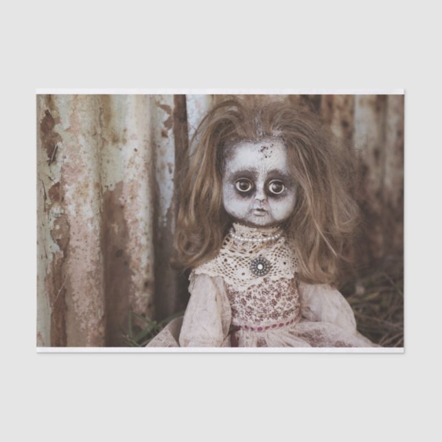Creepy Gothic Porcelain Doll Victorian Goth Tissue Paper (Front)
