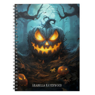 Creepy, Gothic Scary Pumpkin Halloween Horror Notebook