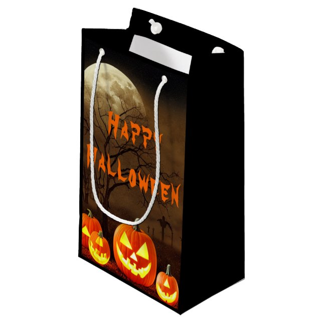 Creepy Graveyard Halloween Party Small Gift Bag (Front Angled)
