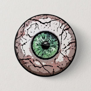 Creepy Green Eye -Button 6 Cm Round Badge