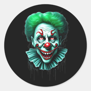 Creepy Green Hair Clown Classic Round Sticker
