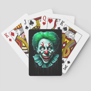 Creepy Green Hair Clown Playing Cards