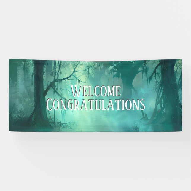 Creepy Green Swamp 2 Lines Custom Text Banner (Horizontal)