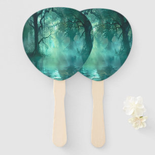Creepy Green Swamp Hand Fan