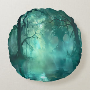 Creepy Green Swamp  Round Cushion