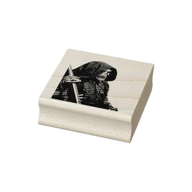 Creepy Grim Reaper with Scythe Rubber Stamp (Stamp)