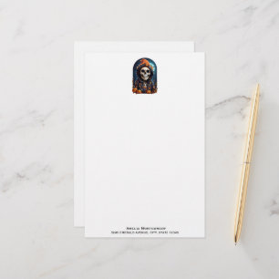 Creepy Grinning Skeleton Halloween Stationery