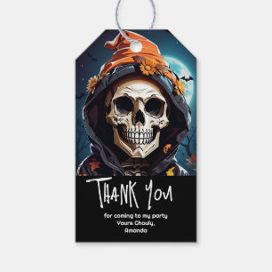Creepy Grinning Skeleton Party Thank You Gift Tags