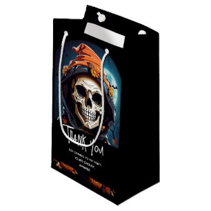 Creepy Grinning Skeleton Party Thank You Small Gift Bag