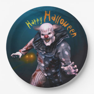Creepy Halloween 3D Scary Clown  Paper Plate