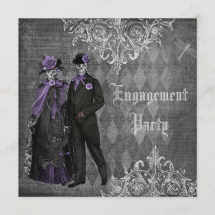 Creepy Halloween Bride & Groom Engagement Party Invitation