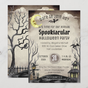 Creepy Halloween Costume Party Spooky Sepia Tone Invitation