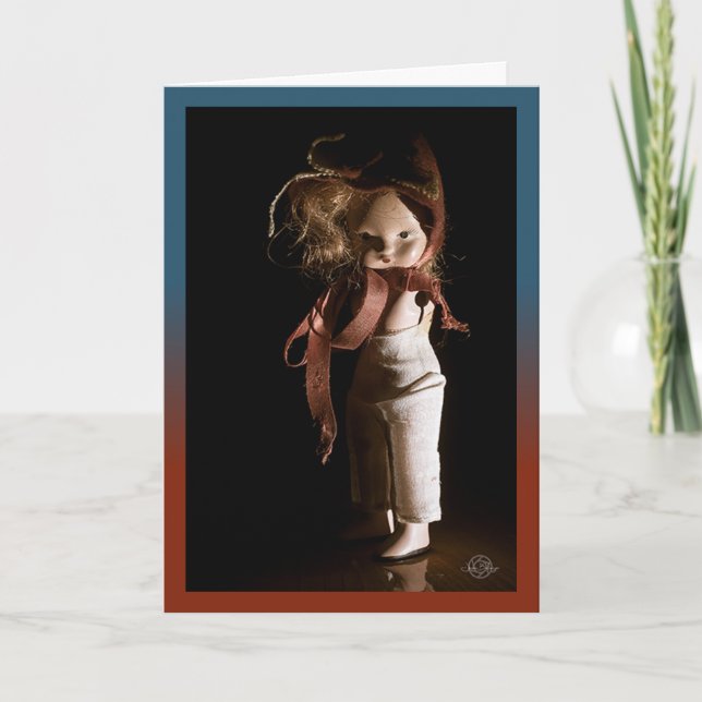 Creepy Halloween doll and universal greeting. Card (Front)