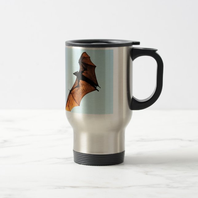 Creepy halloween flying fox (fruit bat) travel mug (Right)