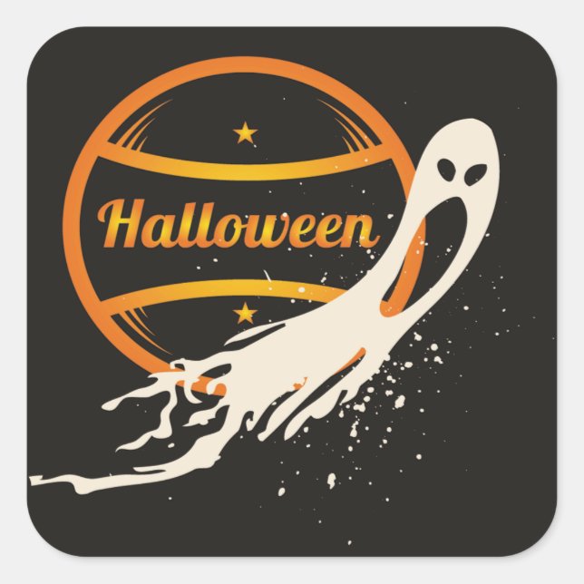 Creepy Halloween Ghost Square Sticker (Front)
