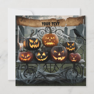 Creepy Halloween Jack-o'-Lanterns with Spiderwebs