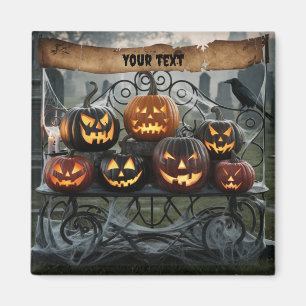 Creepy Halloween Jack-o'-Lanterns with Spiderwebs Magnet
