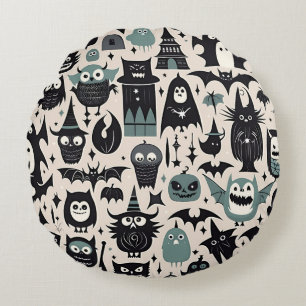 Creepy Halloween Night Round Cushion